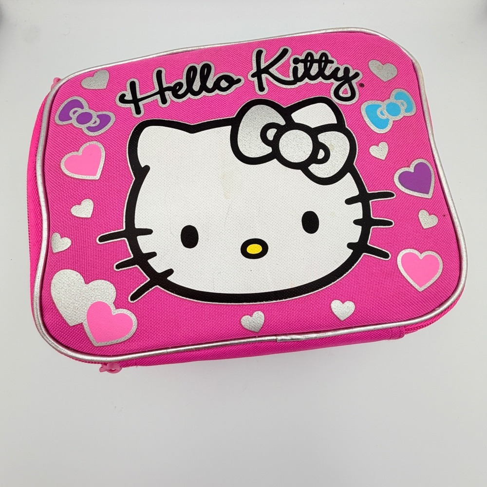 Hello Kitty Pink Insulated Lunch Bag & Hearts Bows Sanrio Kids School Purse - Picture 2 of 16